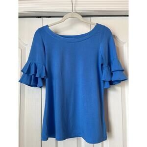 LILLY PULITZER Lula Flounce Sleeve Top Coastal Blue